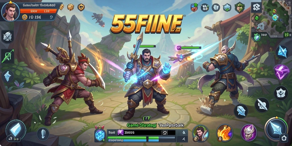 Screenshot gameplay 55FIVE yang menampilkan pertempuran seru.