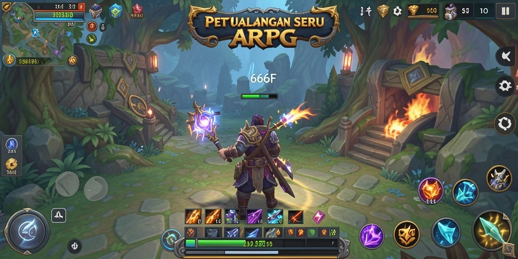 Tangkapan layar gameplay <strong>666F</strong> yang menampilkan pertarungan epik dalam dunia ARPG.