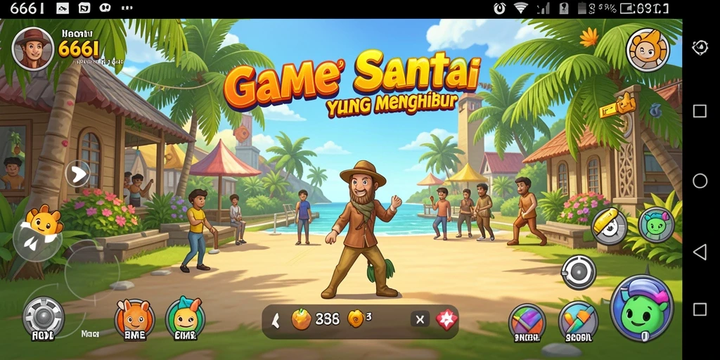 Screenshot utama 666I dengan gameplay yang menampilkan suasana santai.