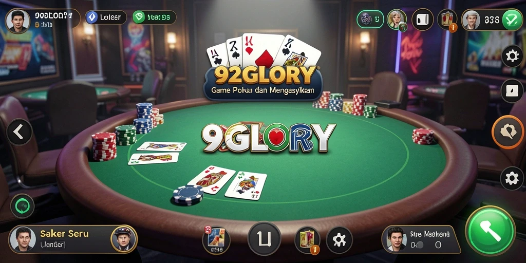Tampilan gameplay Poker yang menarik di 92GLORY.