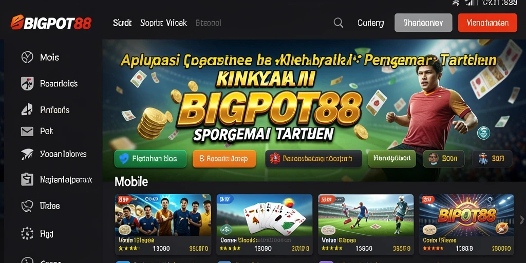Tampilan menarik dari aplikasi BIGPOT88 dengan berbagai pilihan taruhan olahraga.