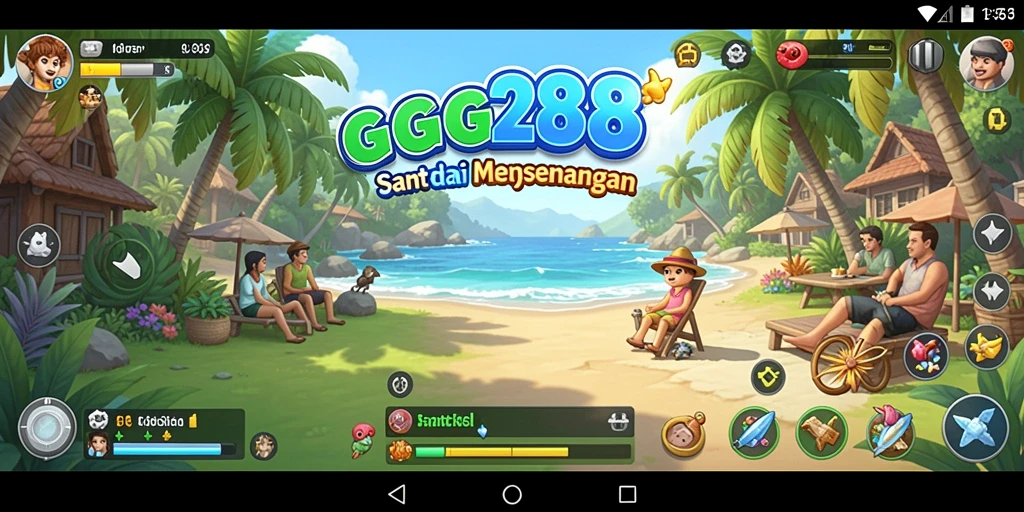Screenshot menampilkan gameplay santai GG288 yang penuh warna.