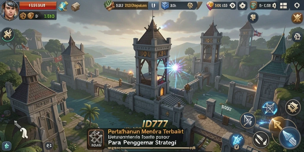 Tangkapan layar ID777 menampilkan pertarungan seru dalam permainan Tower Defense.