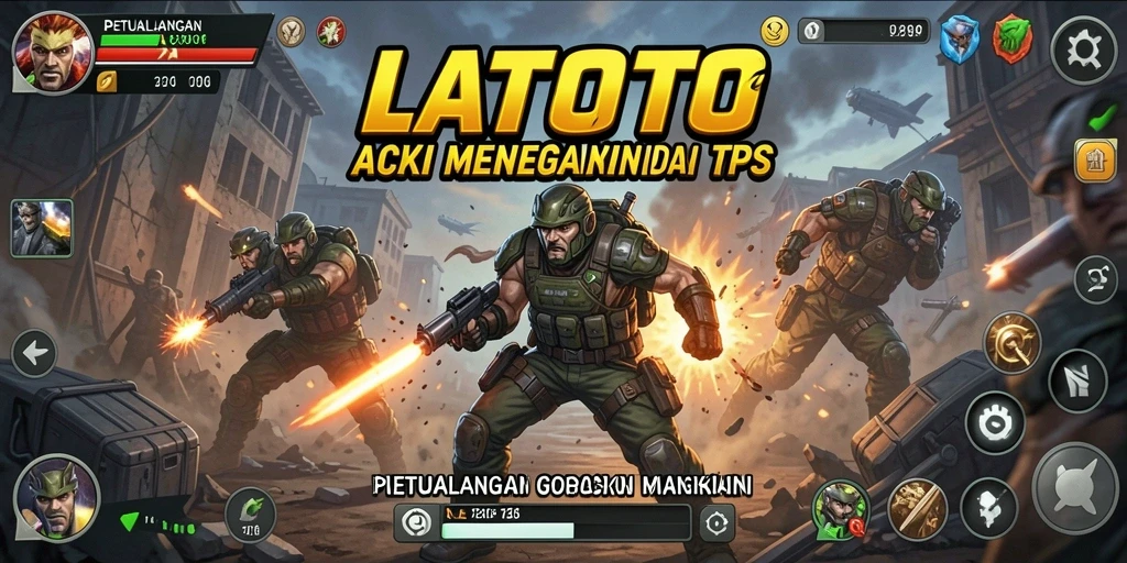 Gameplay LATOTO dengan aksi tembak-menembak yang intens.