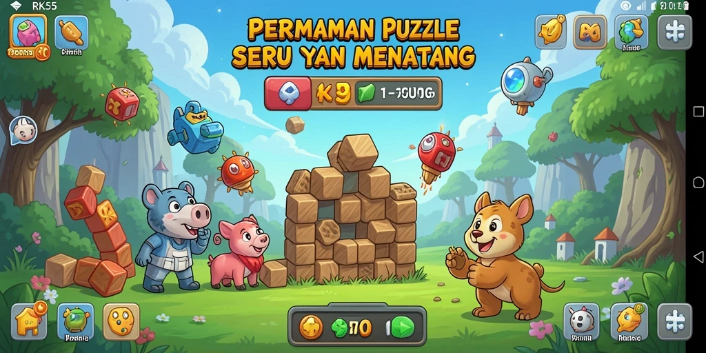 Screenshot RK55 menampilkan gameplay puzzle yang menarik dan menantang.